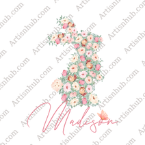 Custom Name Cabbit Flower Digital Download