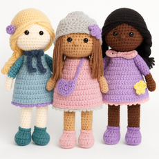 Heirloom Trio Dolls Crochet Pattern PDF