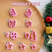 Christmas Clay Cutters, Winter Polymer Clay Cutters for Earrings Making, 10 Shapes Holiday Clay Earrings Cutters