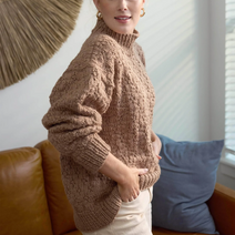 Tres Chic Mock Turtleneck Knitting Pattern PDF
