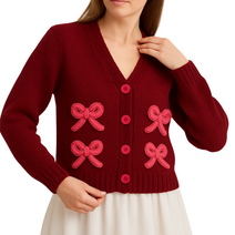 Bows on the Go Cardigan Knitting Pattern PDF
