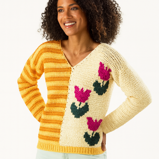 Tulips in Bloom Sweater Crochet Pattern PDF