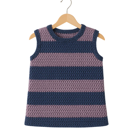 Carnaby Striped Dress Crochet Pattern PDF, Kids Sweater Vest Tunic, Beginner Easy Digital Download