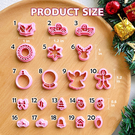 Christmas Clay Cutters, Christmas Polymer Clay Cutters for Earrings Making, 20 Clay Cutters Shapes Christmas