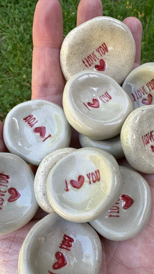 Worry Stone I love You in clay